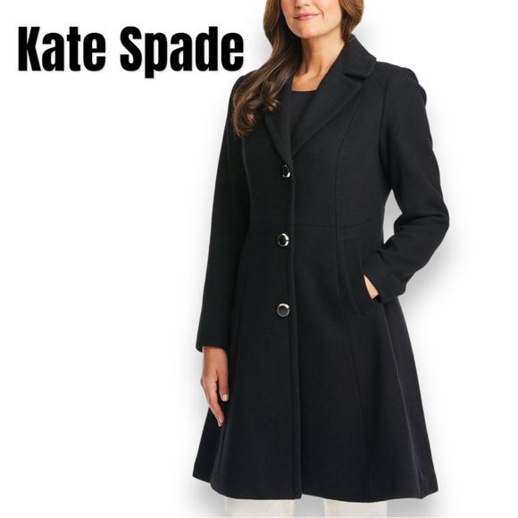 kate spade Jackets & Blazers - Kate Spade New York “Walker” Coat in Black Wool Fully Lined size XL EUC!
